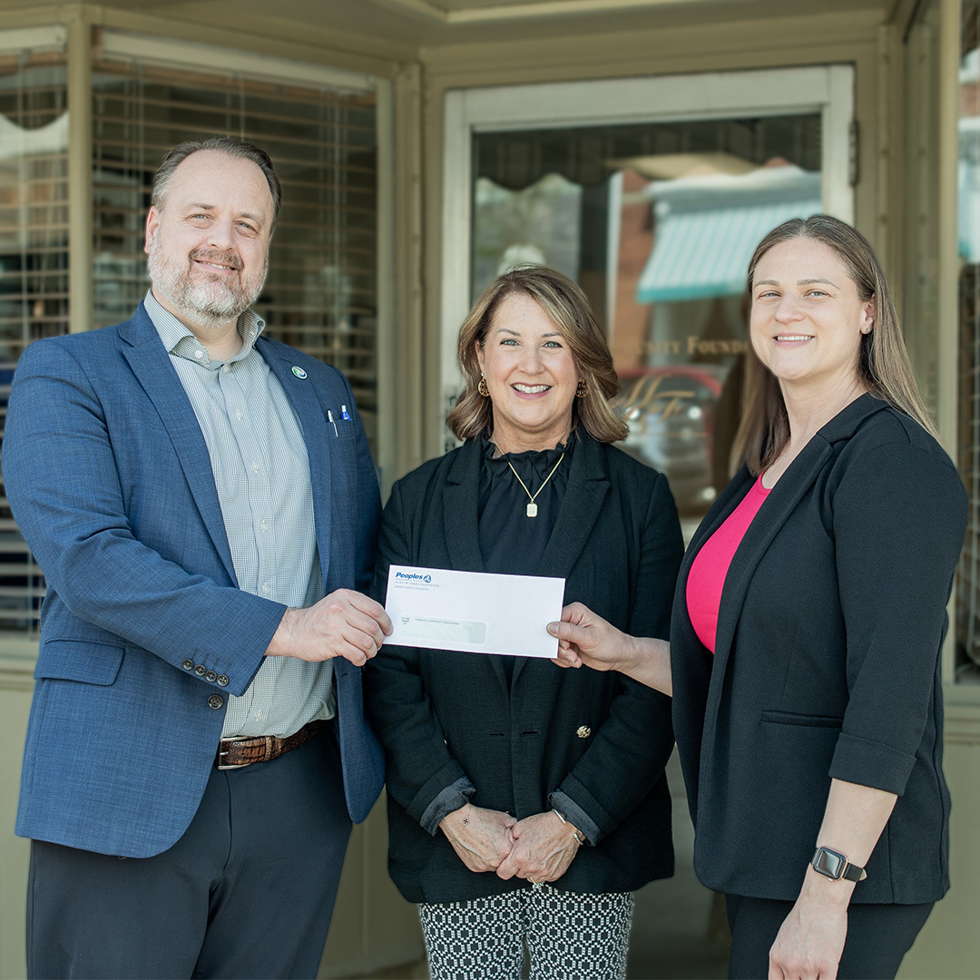 The Peoples Bank Foundation makes a $10,000 donation to the Marietta Community Foundation’s Hardship & Disaster Relief Fund.